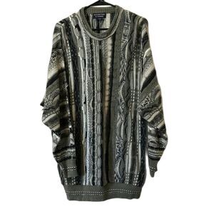Roundtree & Yorke Knit Woven Sweater XL 3D Texture Hip Hop Grandpa Sweater 90s